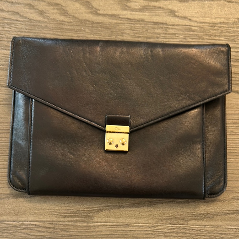 Dior lambskin envelope clutch with gold chain